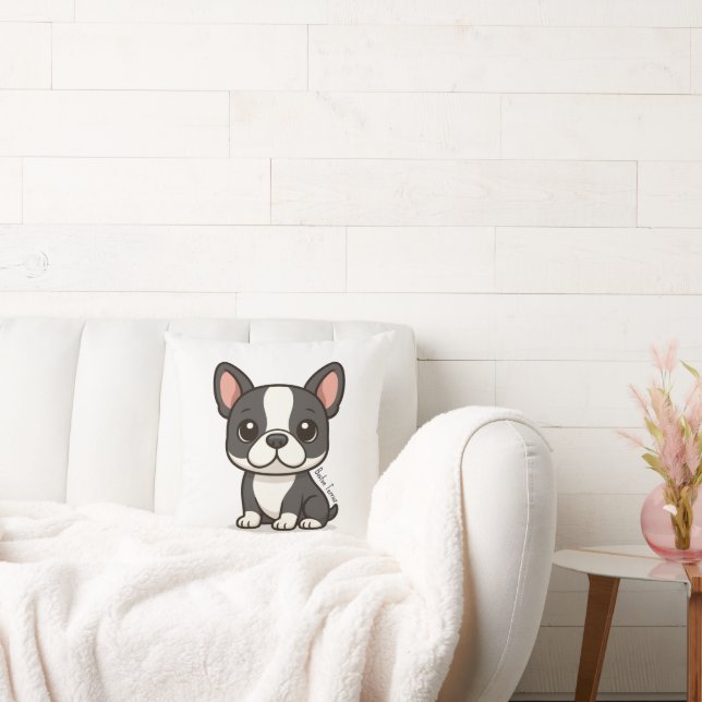 Boston Terrier Custom Name Kussen (Bank)