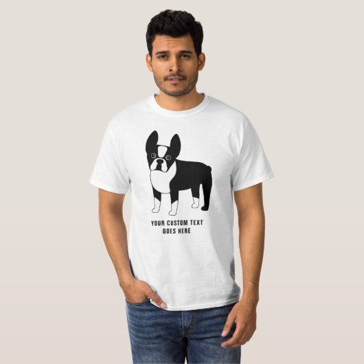 Boston Terrier Custom Text T-shirt (Voorkant volledig)
