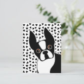 Boston Terrier Cute Black en White Briefkaart (Staand voorkant)