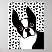 Boston Terrier Cute Black en White Poster (Voorkant)