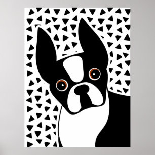 Boston Terrier Cute Black en White Poster