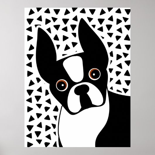 Boston Terrier Cute Black en White Poster (Voorkant)
