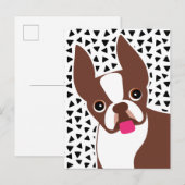 Boston Terrier Cute Brown en White Briefkaart (Voorkant / Achterkant)