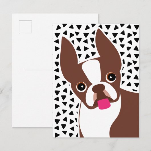 Boston Terrier Cute Brown en White Briefkaart (Voorkant / Achterkant)