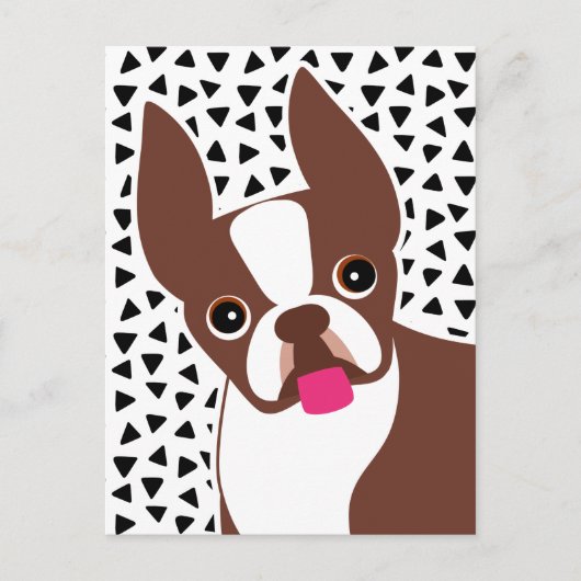 Boston Terrier Cute Brown en White Briefkaart (Voorkant)