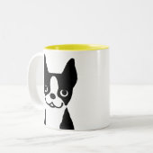 Boston Terrier - Cute Cartoon Dog Design Tweekleurige Koffiemok (Voorkant links)