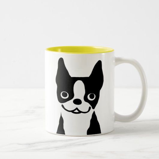 Boston Terrier - Cute Cartoon Dog Design Tweekleurige Koffiemok (Rechts)