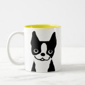 Boston Terrier - Cute Cartoon Dog Design Tweekleurige Koffiemok (Links)
