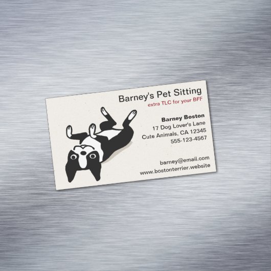 Boston Terrier | Cute Cartoon Dog Visitekaartje Magneet (Voorbeeld)