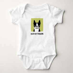 Boston Terrier Cute Dog Face Romper