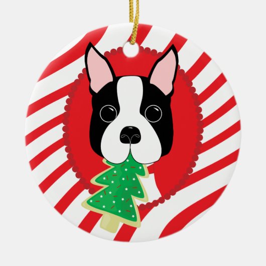 Boston Terrier Cute Dog Ornament (Voorkant)