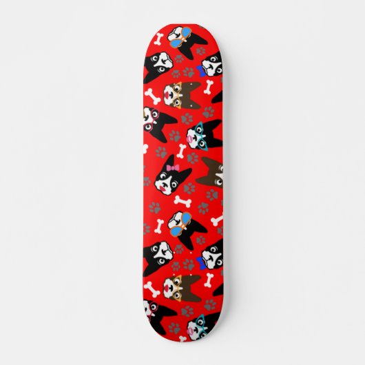 Boston Terrier Cute Mustache Funny Faces Persoonlijk Skateboard (Voorkant)