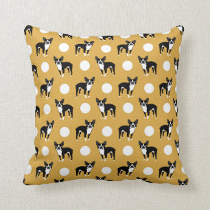 Boston Terrier Cute Pattern Mustard Pillow Kussen
