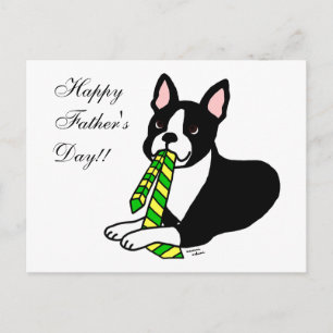 Boston Terrier Dad met Stropdas 1 Briefkaart