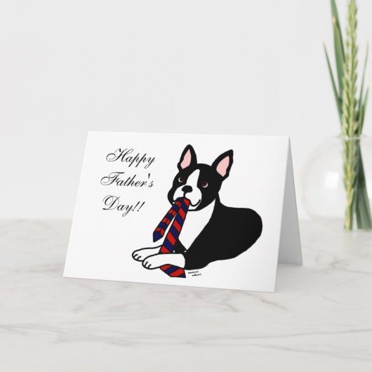 Boston Terrier Dad met Stropdas 2 Kaart (Voorkant)