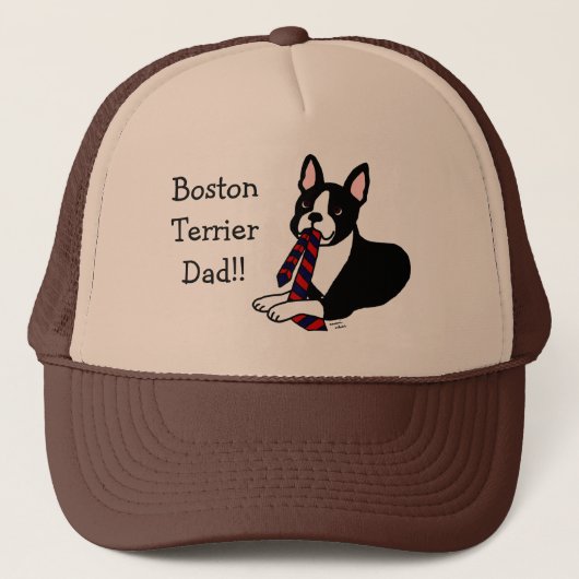 Boston Terrier Dad met Stropdas 2 Trucker Pet (Voorkant)