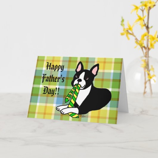 Boston Terrier Daddy 1 Plaid Kaart (Gele Bloem)