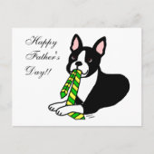 Boston Terrier Daddy met Stropdas 1 Briefkaart (Voorkant)