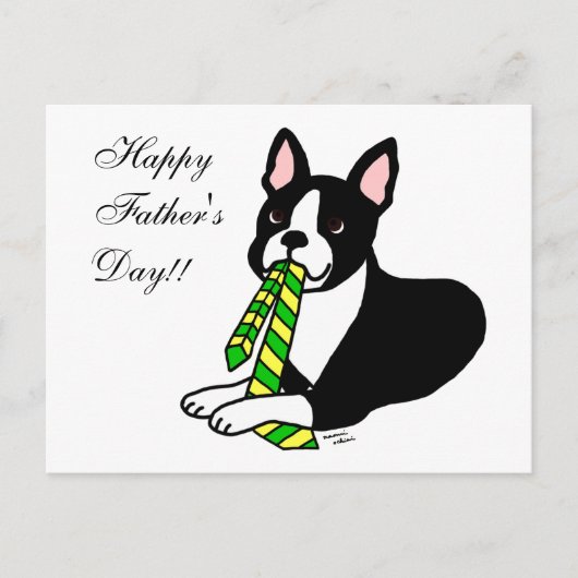 Boston Terrier Daddy met Stropdas 1 Briefkaart (Voorkant)