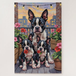 Boston Terrier Daktuin Kunst Legpuzzel
