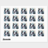 Boston Terrier DANK U Vierkante Sticker (Vel)