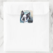 Boston Terrier DANK U Vierkante Sticker (Tas)