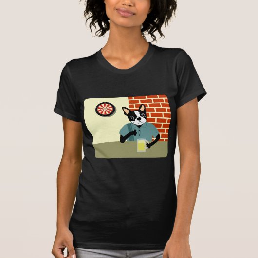 Boston Terrier Dartboard Beer Pub T-shirt (Voorkant)