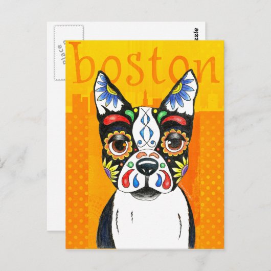 Boston Terrier Day of the Dead Briefkaart (Voorkant / Achterkant)