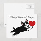 Boston Terrier & de Rode Cartoon van het Hart Feestdagenkaart (Voorkant / Achterkant)