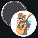 Boston Terrier die Acoustic Guitar Cirkel speelt Magneet<br><div class="desc">Boston Terrier die Acoustic Guitar Cool Musician Guitarist Family Design Gift Circle Magnet Classic Collectie speelt.</div>