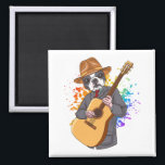 Boston Terrier die Acoustic Guitar Square speelt Magneet<br><div class="desc">Boston Terrier die Acoustic Guitar Cool Musician Guitarist Family Design Gift Square Magnet Classic Collectie speelt.</div>
