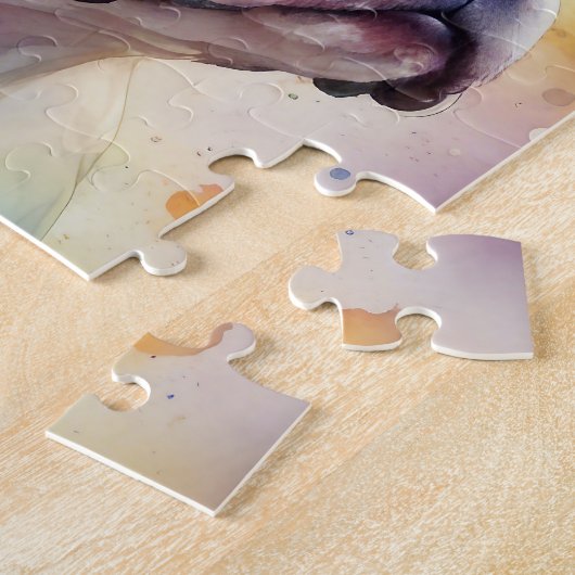 Boston Terrier Digitale Waterverf Portrait Dog 173 Legpuzzel (Zijkant)