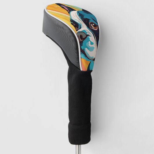 Boston Terrier Dog 004 - Bruno Pokopen Golfheadcover (Schuin)