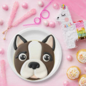 Boston Terrier Dog 3D geïnspireerd Papieren Bordje (Feest)