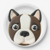 Boston Terrier Dog 3D geïnspireerd Papieren Bordje (Voorkant)