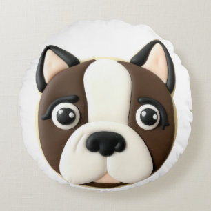 Boston Terrier Dog 3D geïnspireerd Rond Kussen