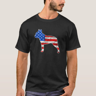 Boston Terrier Dog, 4 juli, Retro USA American F T-shirt