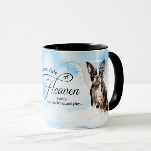 Boston Terrier Dog Angel Custom Pet Memorial Mok (Voorkant rechts)