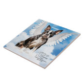 Boston Terrier Dog Angel Custom Pet Memorial Tegeltje (Zijkant)