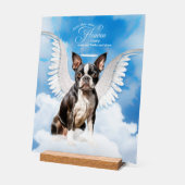 Boston Terrier Dog Angel met naam Pet Memorial Acryl Bord (Hoek)