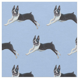 Boston Terrier Dog Art Fabric Stof