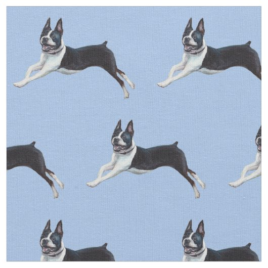 Boston Terrier Dog Art Fabric Stof (Close Up)
