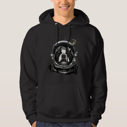 Boston Terrier Dog Astronaut Space Exploration Ast Hoodie (Voorkant)