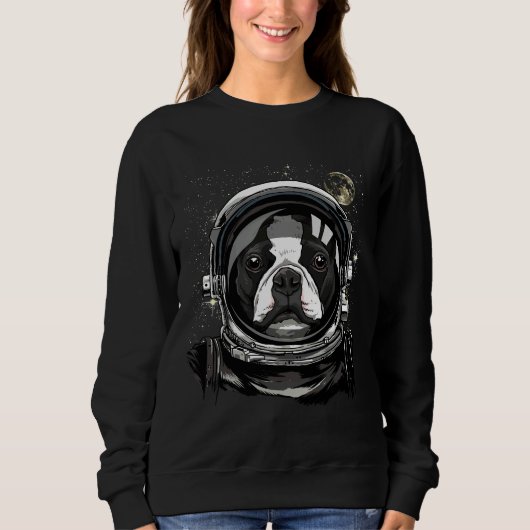 Boston Terrier Dog Astronaut Space Exploration Ast Trui (Voorkant)