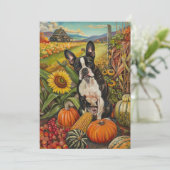 Boston Terrier Dog Autumn Harvest Thanksgiving Feestdagenkaart (Staand voorkant)