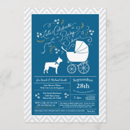 Boston Terrier Dog Baby shower Blue Boy Kaart