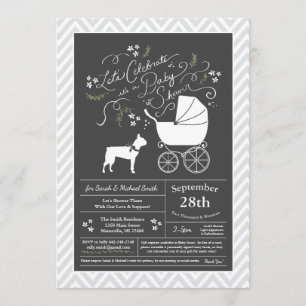 Boston Terrier Dog Baby shower Kaart