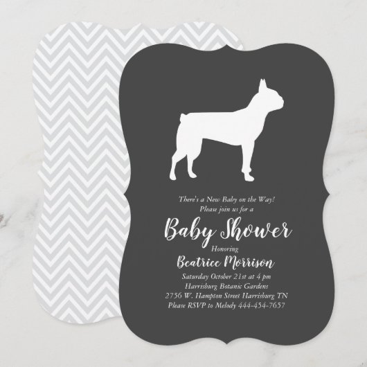 Boston Terrier Dog Baby shower Kaart (Voorkant / Achterkant)