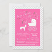 Boston Terrier Dog Baby shower Pink Girl Kaart (Voorkant)