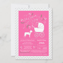 Boston Terrier Dog Baby shower Pink Girl